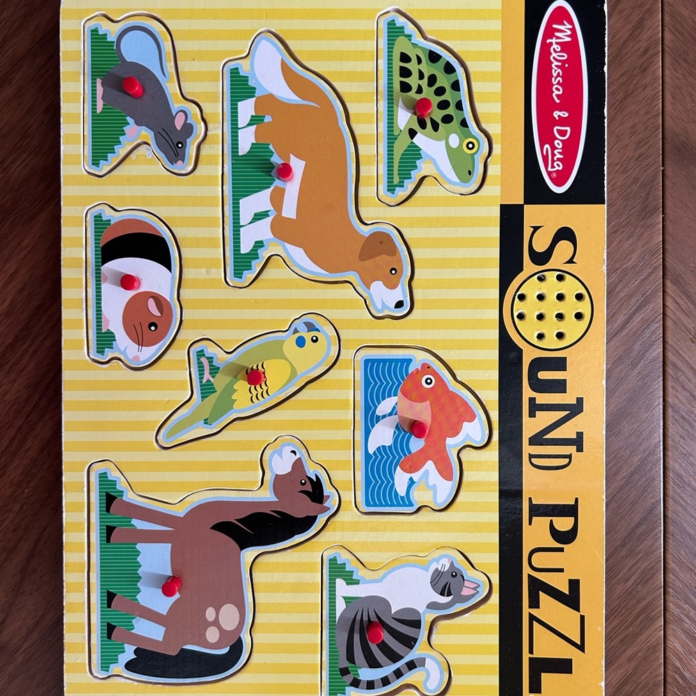 Melissa & Doug Sound Puzzle with Animals - Yellow and Multicolor